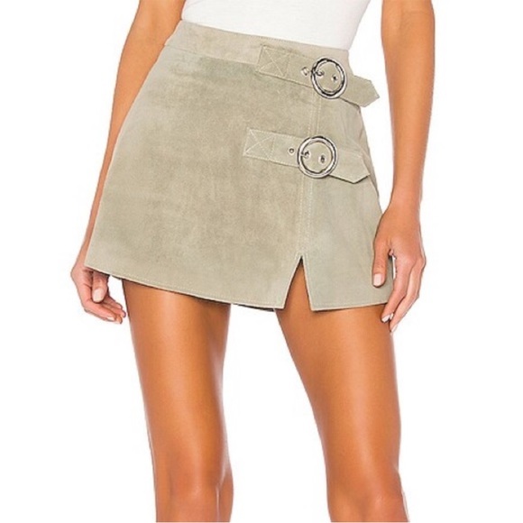 Free People Understated Leather Suede Buckle Mini Skirt NWT Size Medium - Picture 14 of 14